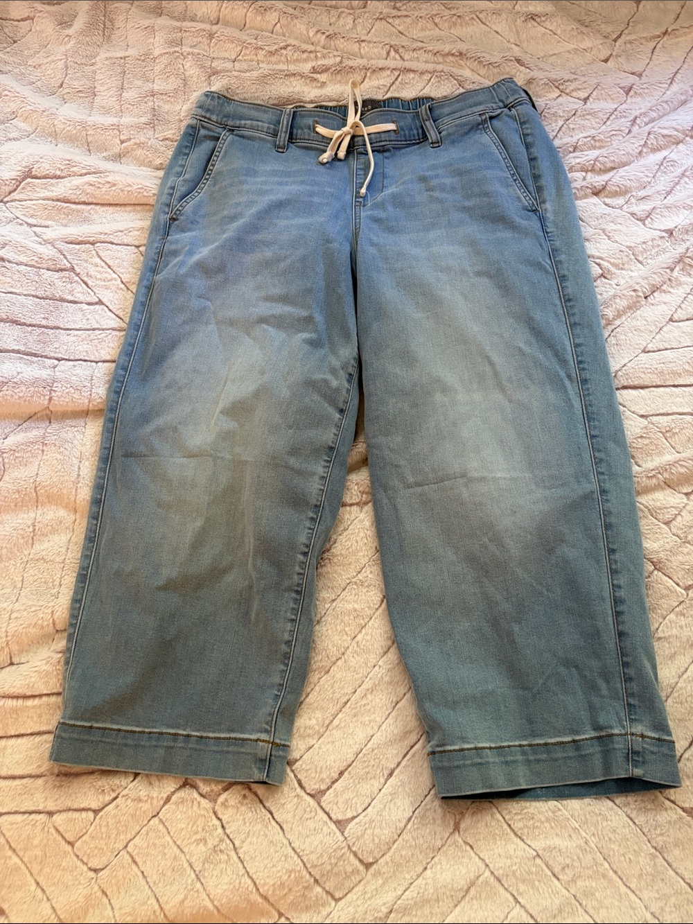 torrid Light Blue Denim Jogger Capris with Drawstring